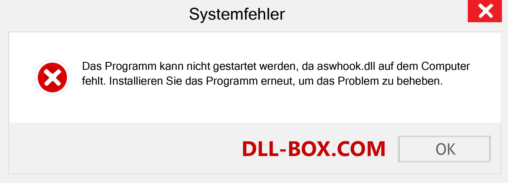 aswhook.dll-Datei fehlt?. Download für Windows 7, 8, 10 - Fix aswhook dll Missing Error unter Windows, Fotos, Bildern